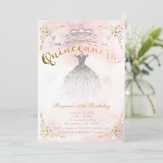Quinceañera 15 Prinses Schitterende Verjaardagsfee Kaart (Staand voorkant)