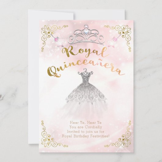 Quinceañera 15 Prinses Schitterende Verjaardagsfee Kaart (Achterkant)