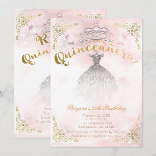 Quinceañera 15 Prinses Sparkle Birthday Party Kaart