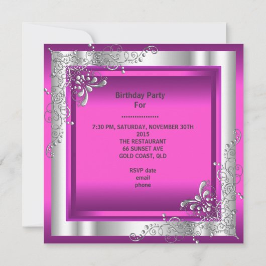 Quinceanera 15 Roze zilver Tiara Eiffel Tower Kaart (Achterkant)