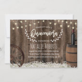 Quinceanera 15 Rustic Flowers Wine Barrel Birthday Kaart (Voorkant)