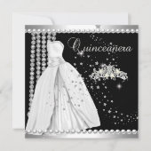 Quinceanera 15 Tiara Gown Zwart Zilver Wit Kaart (Voorkant)