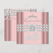 Quinceanera 15 Tiara Roze Zilver Witte Parel Roze Kaart (Voorkant / Achterkant)