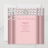 Quinceanera 15 Tiara Roze Zilver Witte Parel Roze Kaart (Achterkant)