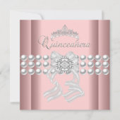 Quinceanera 15 Tiara Roze Zilver Witte Parel Roze Kaart (Voorkant)