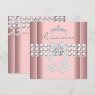 Quinceanera 15 Tiara Roze Zilver Witte Parel Roze Kaart