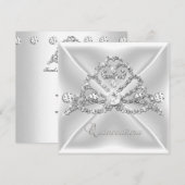 Quinceanera 15 Tiara Zilveren Witte Diamant 2 Kaart (Voorkant / Achterkant)