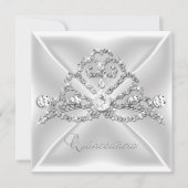 Quinceanera 15 Tiara Zilveren Witte Diamant 2 Kaart (Voorkant)