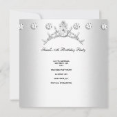 Quinceanera 15 Tiara Zilveren Witte Diamant Kaart (Achterkant)