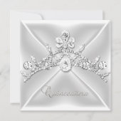 Quinceanera 15 Tiara Zilveren Witte Diamant Kaart (Voorkant)