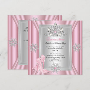 Quinceanera 15 Verjaardag Licht Roze Hoge Hakken Kaart
