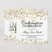 Quinceanera 15 Verjaardagsfeest Gold Foil Confetti Kaart (Voorkant / Achterkant)