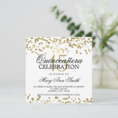 Quinceanera 15 Verjaardagsfeest Gold Foil Confetti Kaart (Staand voorkant)