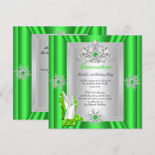 Quinceanera 15 Verjaardagsfeest Limegroene Hoge Ha Kaart