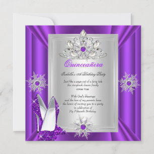 Quinceanera 15 Verjaardagsfeest Paarse Hakken Kaart