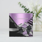 Quinceanera 15 Zebra Lila Paars Silver Kaart (Staand voorkant)