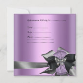 Quinceanera 15 Zebra Lila Paars Silver Kaart (Achterkant)