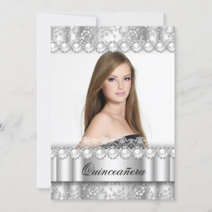 Quinceanera 15de verjaardagsfeestje Zilveren Damas Kaart