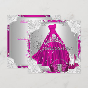 Quinceanera 15e 15 verjaardag Roze Jurk Schoenen Kaart