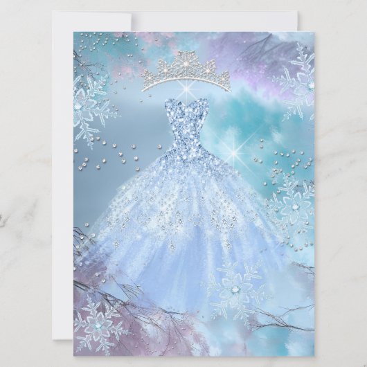 Quinceanera 15e Assepoester Blauw paars roze Kaart (Achterkant)