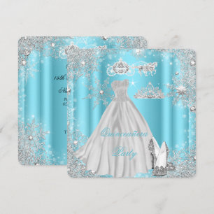 Quinceanera 15e Assepoester Blauwe Verjaardagsfees Kaart