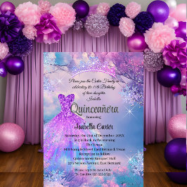 Quinceanera 15e Assepoester Paars Turkoois Blauw Kaart