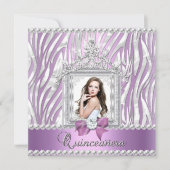 Quinceanera 15e Birthday Party Zebra Lila Pearl Kaart (Voorkant)