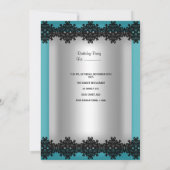 Quinceanera 15e Blauwgroen Black Silver Diamond Ti Kaart (Achterkant)