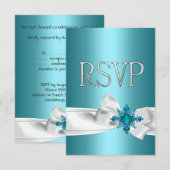 Quinceanera 15e Blauwgroen Blauw Zilver Wit Bow RS Kaart (Voorkant / Achterkant)