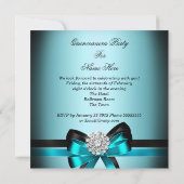 Quinceanera 15e Blauwgroen Blauw Zwarte Zebra Silv Kaart (Achterkant)