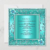 Quinceanera 15e Blauwgroen blauwe ventilator Silve Kaart (Achterkant)