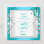 Quinceanera 15e  Blauwgroen blauwe vlinder Tiara Kaart (Achterkant)