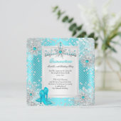 Quinceanera 15e Blauwgroen Blauwe Winter Wonderlan Kaart (Staand voorkant)