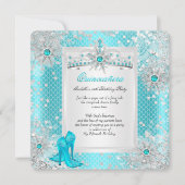 Quinceanera 15e Blauwgroen Blauwe Winter Wonderlan Kaart (Voorkant)