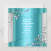 Quinceanera 15e Blauwgroen Blue Silver Tiara Kaart (Achterkant)