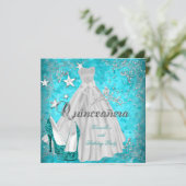 Quinceanera 15e Blauwgroen Shimmer Glitter Kaart (Staand voorkant)