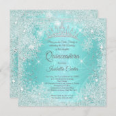 Quinceanera 15e Blauwgroen Snowflake Winter Wonder Kaart (Voorkant / Achterkant)