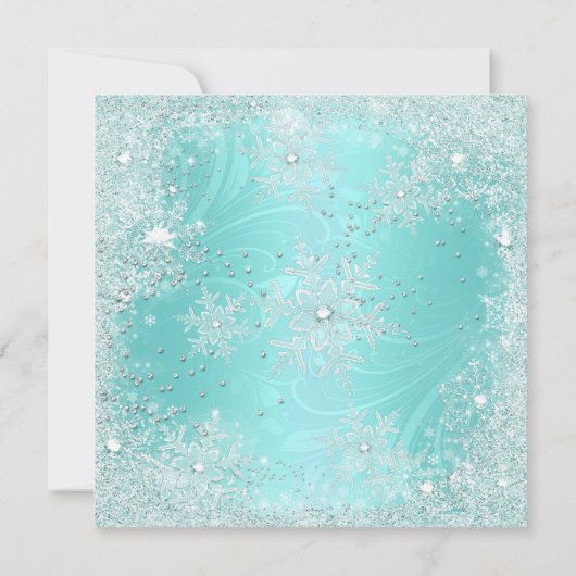 Quinceanera 15e Blauwgroen Snowflake Winter Wonder Kaart (Achterkant)