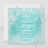 Quinceanera 15e Blauwgroen Snowflake Winter Wonder Kaart (Voorkant)