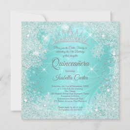 Quinceanera 15e Blauwgroen Snowflake Winter Wonder Kaart