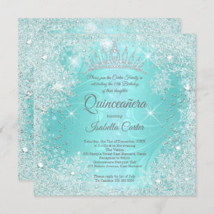 Quinceanera 15e Blauwgroen Snowflake Winter Wonder Kaart
