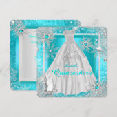Quinceanera 15e Blauwgroen winter Wonderland Snowf Kaart (Voorkant / Achterkant)