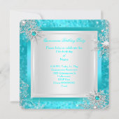 Quinceanera 15e Blauwgroen winter Wonderland Snowf Kaart (Achterkant)