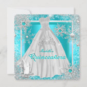 Quinceanera 15e Blauwgroen winter Wonderland Snowf Kaart (Voorkant)