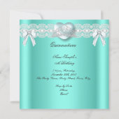 Quinceanera 15e Blauwgroen Zilverhartdiamanten Kaart (Achterkant)