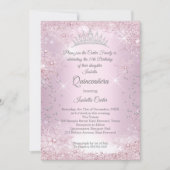 Quinceanera 15e Blush Pink Snowflake Winter Kaart (Voorkant)