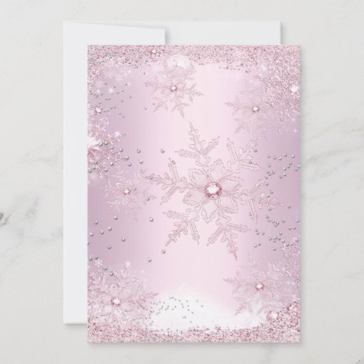 Quinceanera 15e Blush Pink Snowflake Winter Kaart (Achterkant)