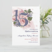 Quinceañera 15e Chic Bloemmotief Kaart (Staand voorkant)