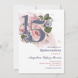 Quinceañera 15e Chic Bloemmotief Kaart