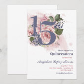 Quinceañera 15e Chic Bloemstuk Kaart (Voorkant / Achterkant)